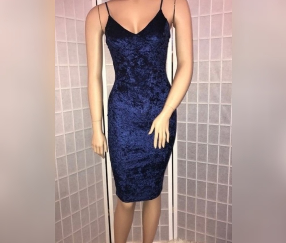 Royal Blue Velvet Midi Dress